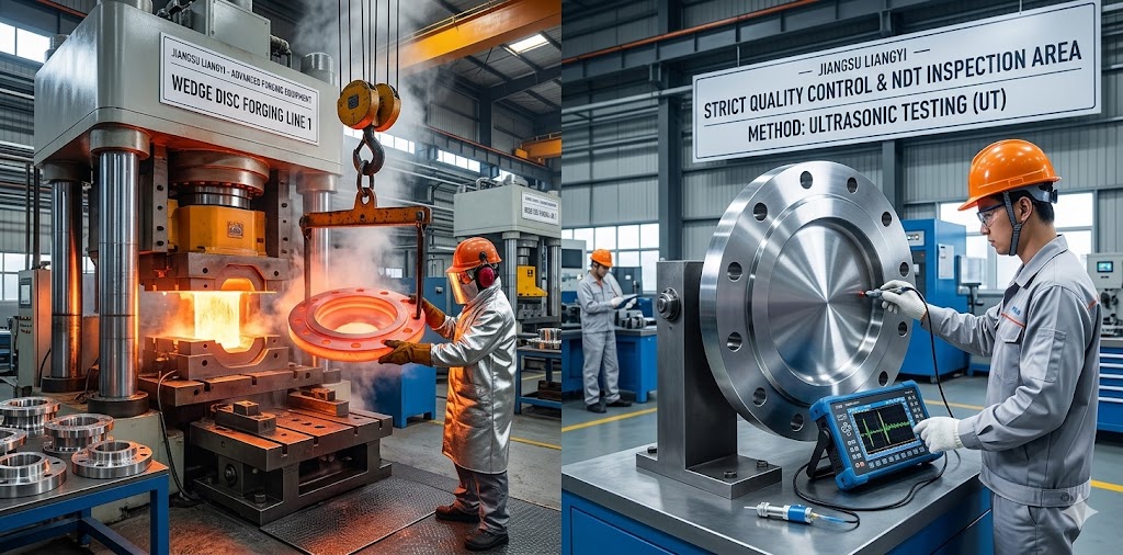 High Precision Forging Steel Gate Valve Wedge Discs Production & NDT Inspection