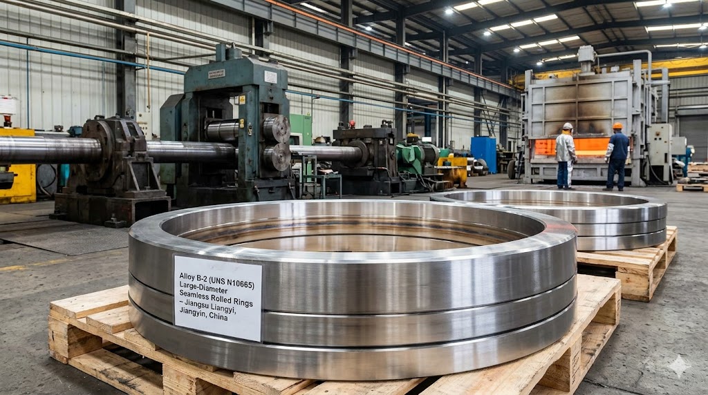 Alloy B-2 (UNS N10665) large-diameter seamless rolled rings from Jiangsu Liangyi, Jiangyin, China