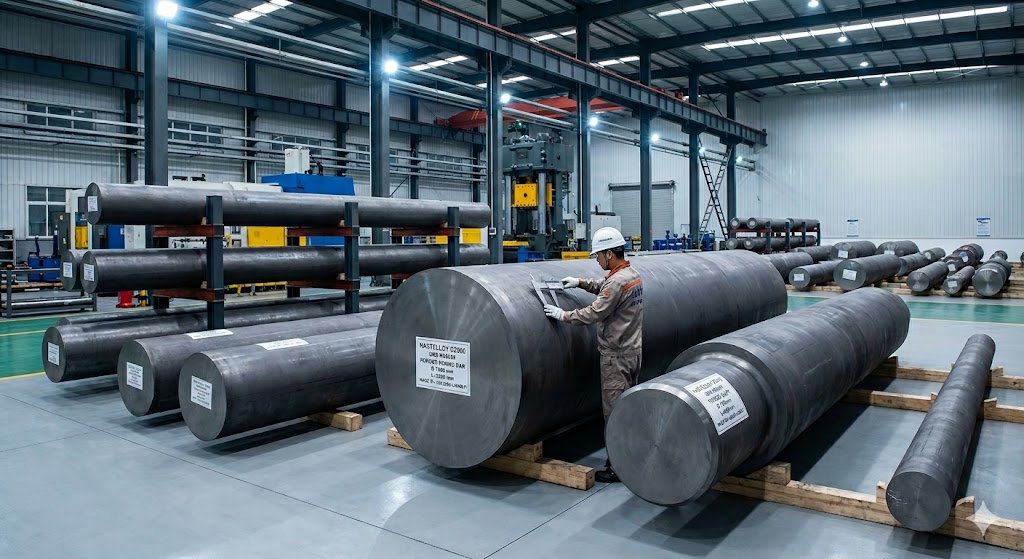 Hastelloy C2000 UNS N06200 forged round bars and shafts manufactured by Jiangsu Liangyi, Jiangyin, China — up to 2,000 mm diameter