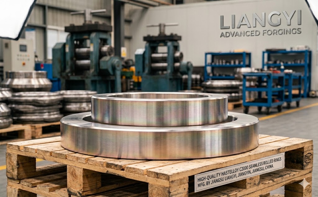 Hastelloy C2000 seamless rolled rings manufactured at Jiangsu Liangyi factory, Jiangyin, Jiangsu, China