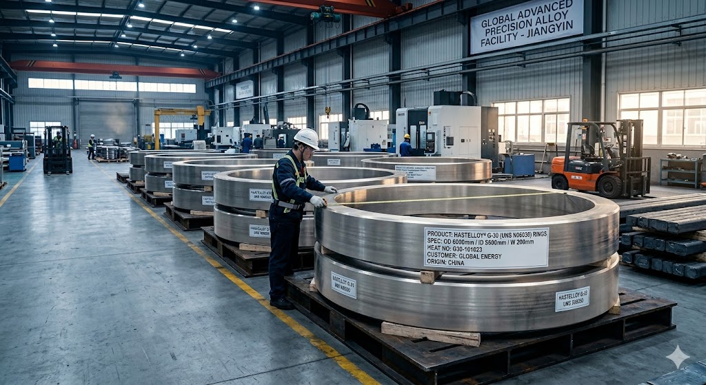 Custom Alloy G-30 (UNS N06030) seamless rolled forged rings up to 6m outer diameter — Jiangyin, China factory