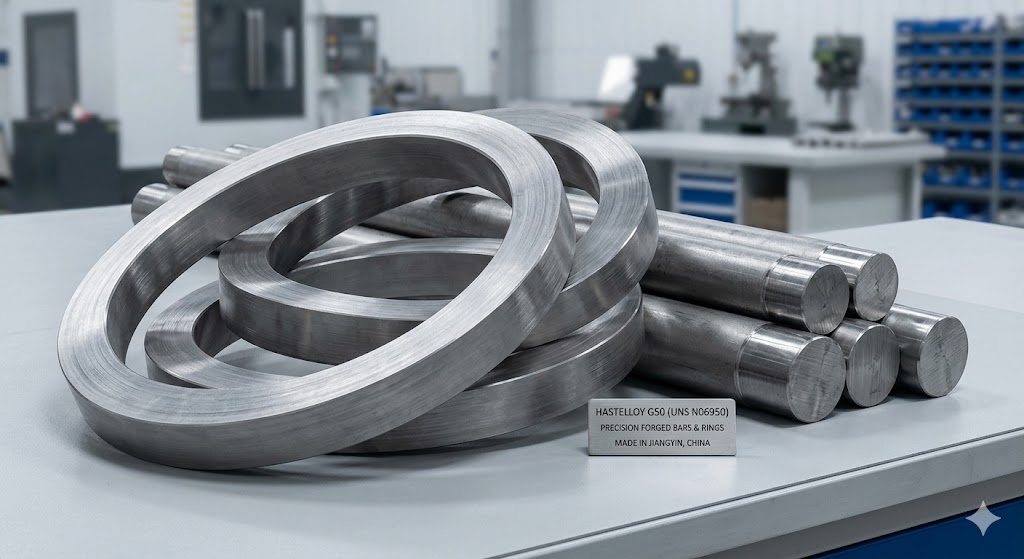 High-quality Hastelloy G50 (UNS N06950) forged bars and seamless rolled rings manufactured in Jiangyin, China