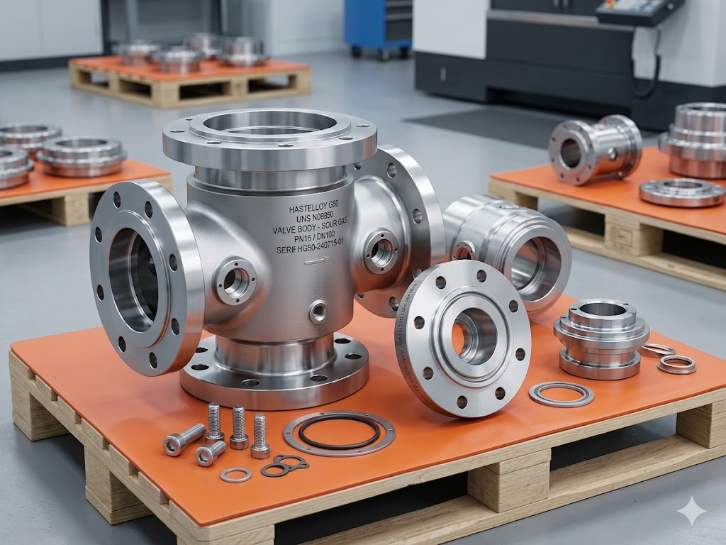 Precision-machined Hastelloy G50 (UNS N06950) valve components for sour gas oil and gas industry