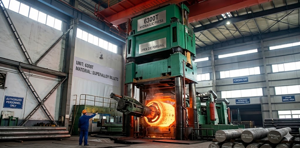 Inconel 625 Open Die Forging — 6300T Hydraulic Press Forging Alloy 625 UNS N06625 Superalloy Billet at Jiangsu Liangyi China Manufacturing Facility