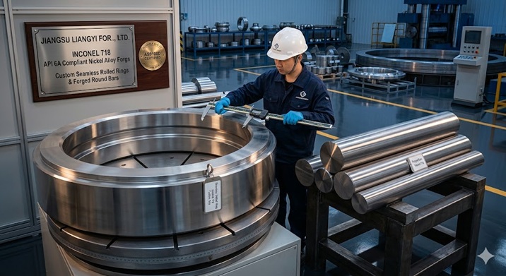 Custom Inconel 718 Forged Bars & Seamless Rolled Rings - API 6A Compliant Nickel Alloy Forgings by Jiangsu Liangyi