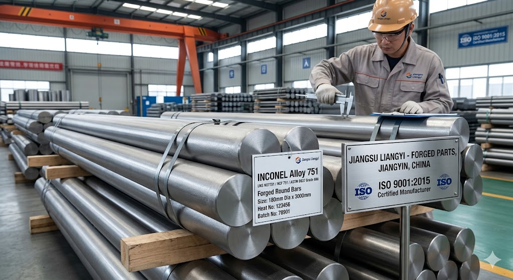 INCONEL Alloy 751 (UNS N07751 / NCF 751 / ASTM B637 Grade 688) Forged Round Bars — ISO 9001:2015 Certified Manufacturer Jiangsu Liangyi, Jiangyin China