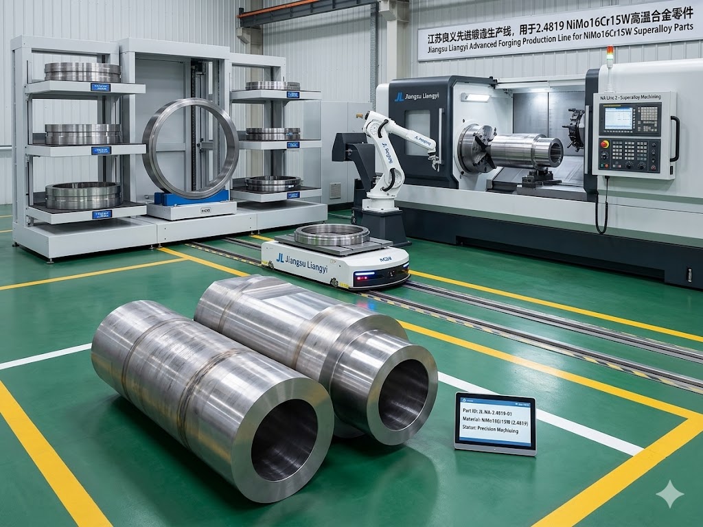 Jiangsu Liangyi advanced forging production line for 2.4819 NiMo16Cr15W superalloy parts in Jiangyin Jiangsu China
