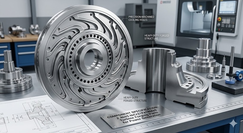 NiCr21Fe18Mo9 Turbine Forging Parts for Power Generation Industry