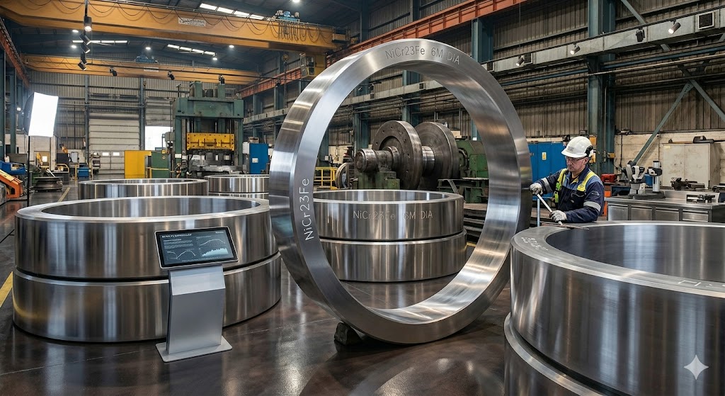 NiCr23Fe seamless rolled forged rings up to 6 m diameter