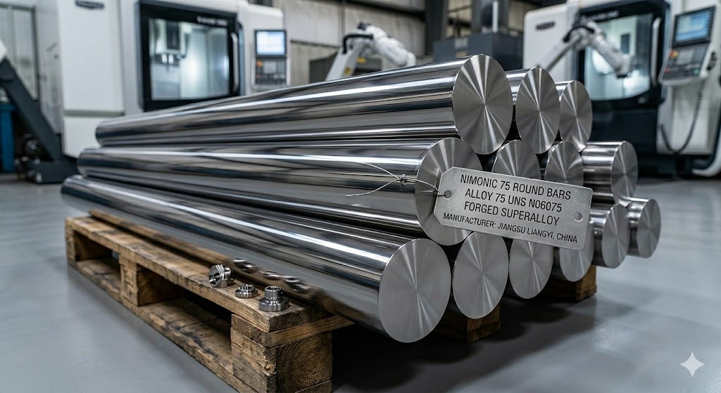 Nimonic 75 forged round bars - Alloy 75 UNS N06075 superalloy bars from China manufacturer Jiangsu Liangyi