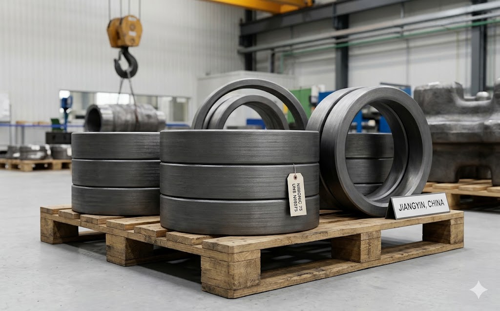 Nimonic 75 seamless rolled rings - UNS N06075 forged rings for turbine applications manufactured in Jiangyin China