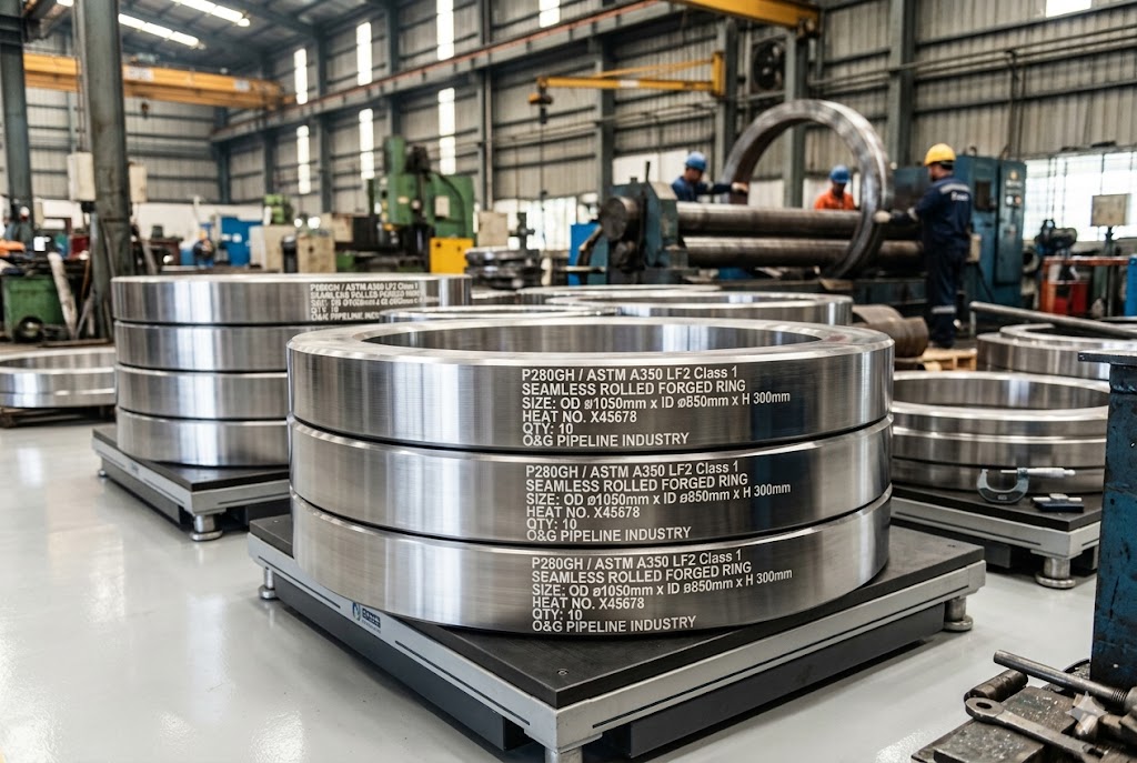 P280GH seamless rolled forged rings produced for oil and gas pipeline industry