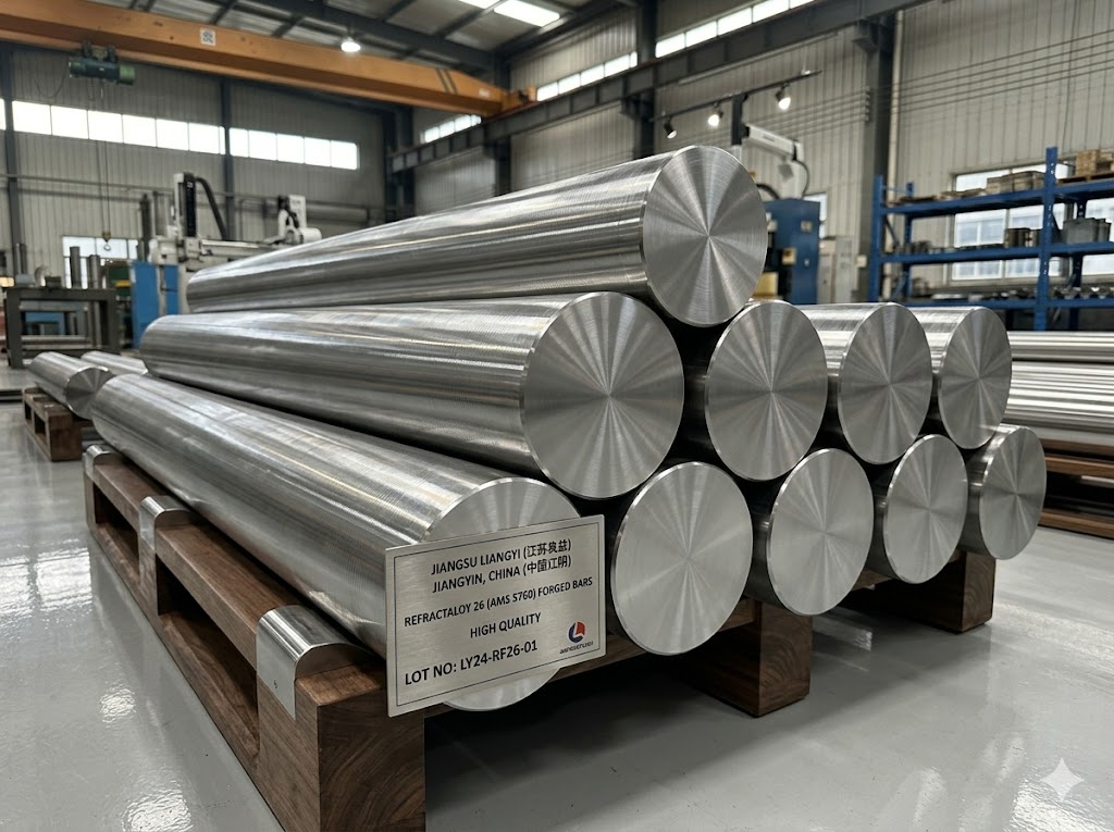 High-quality Refractaloy 26 (AMS 5760) forged bars and rods manufactured by Jiangsu Liangyi in Jiangyin, China