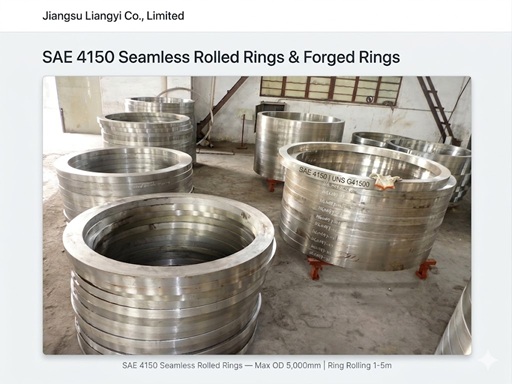SAE 4150 UNS G41500 seamless rolled rings, max OD 5000mm, China forging manufacturer