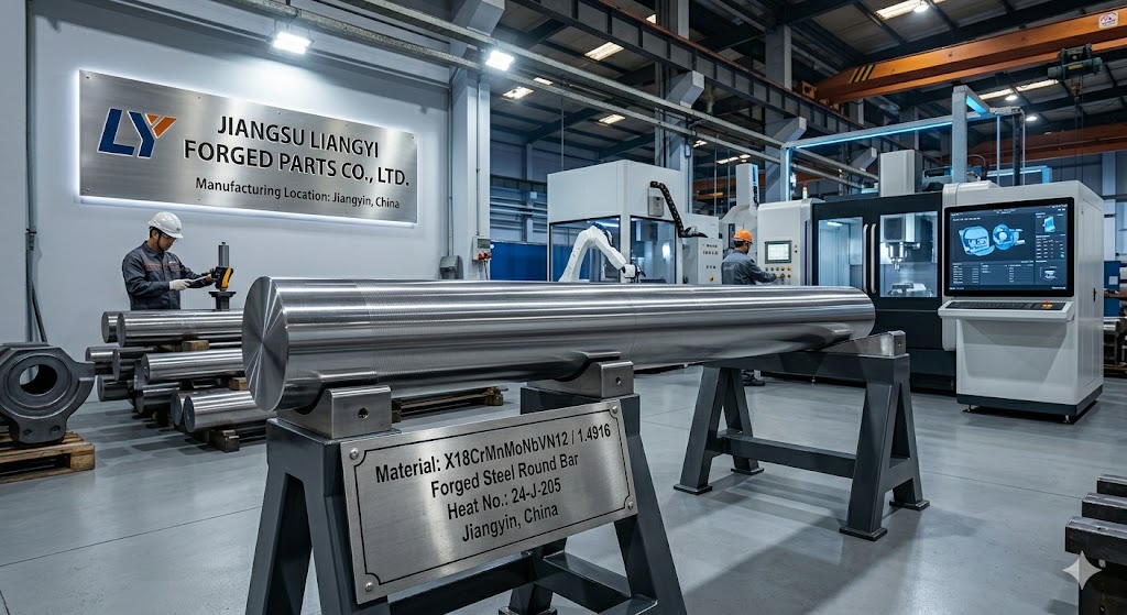 X18CrMnMoNbVN12 1.4916 forging steel round bar manufactured in Jiangyin China by Jiangsu Liangyi