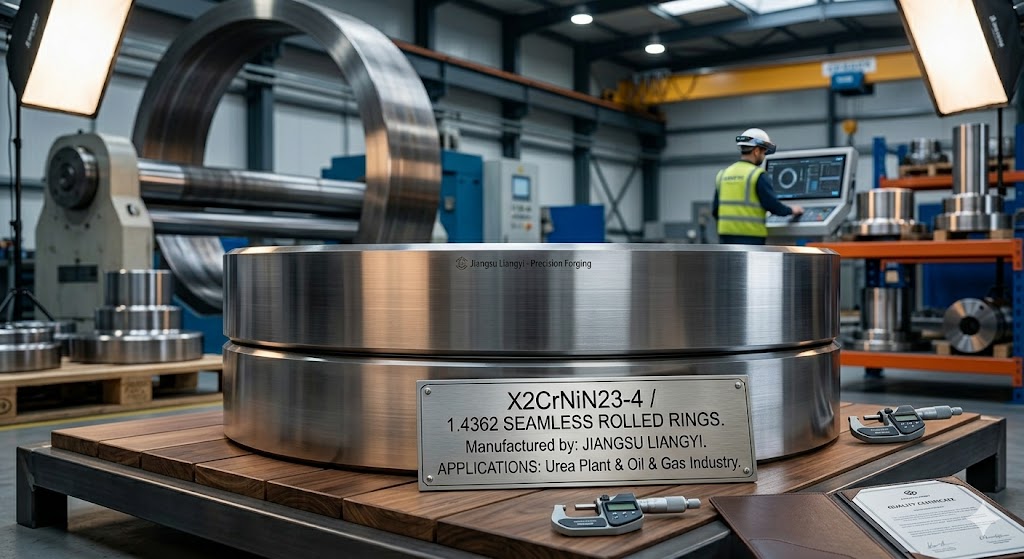 X2CrNiN23-4 1.4362 seamless rolled rings manufactured by Jiangsu Liangyi for urea plant and oil and gas applications