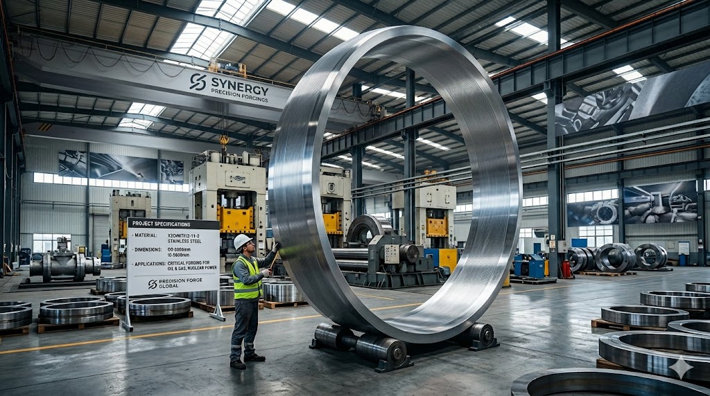 X2CrNiTi12-11-2 seamless rolled forged steel rings up to 6 metres outer diameter produced by Jiangsu Liangyi China for oil and gas and nuclear power industry